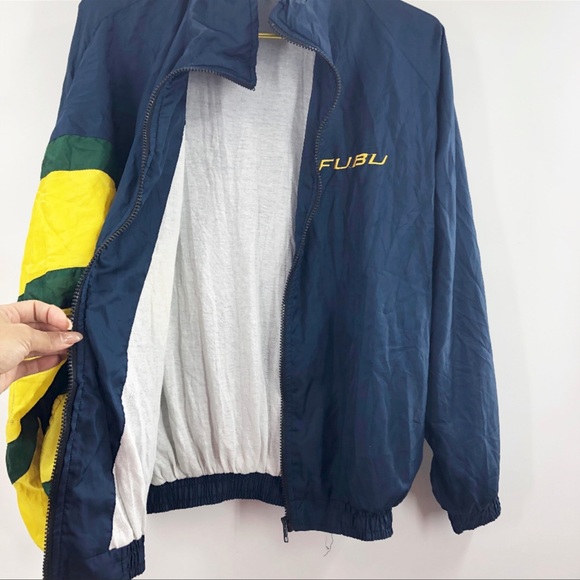 🧥 FUBU Vintage Windbreaker | Navy with Yellow & Green Accents | Size M - Picture 6 of 8